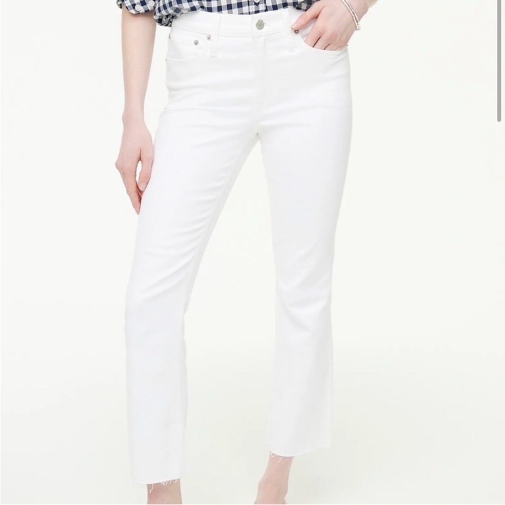 J crew flare crop white jeans signature stretch